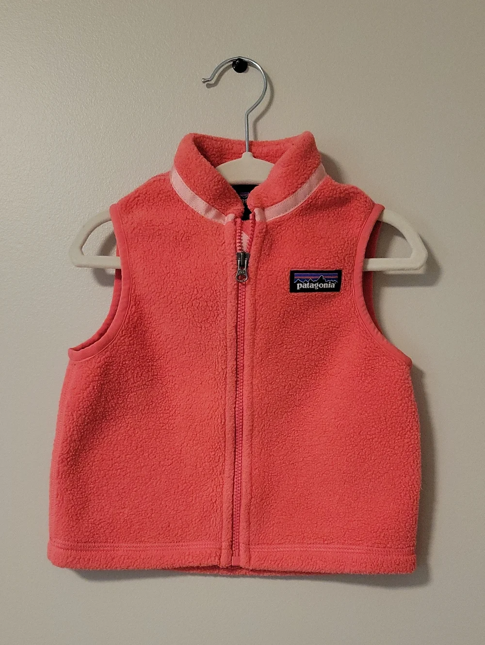 Patagonia Kids Coral Pink Fleece Vest - Sleeveless Zip Jacket